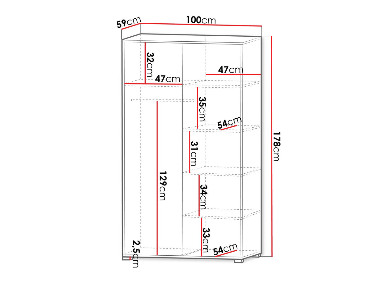 Gardróbszekrény Szafa GESITA 2D Biały (Fehér)