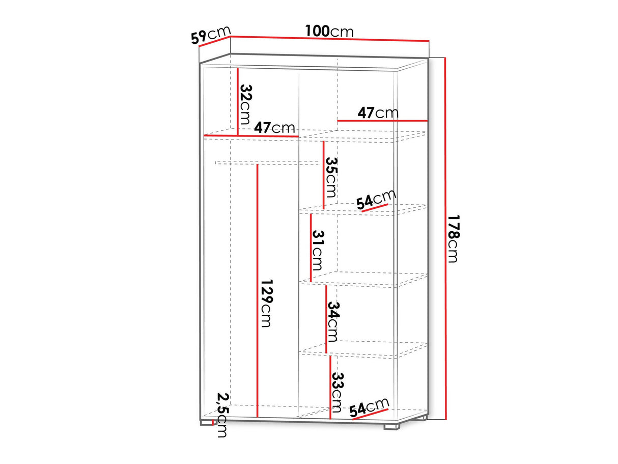 Gardróbszekrény Szafa GESITA 2D Kaszmir (Kasmír)