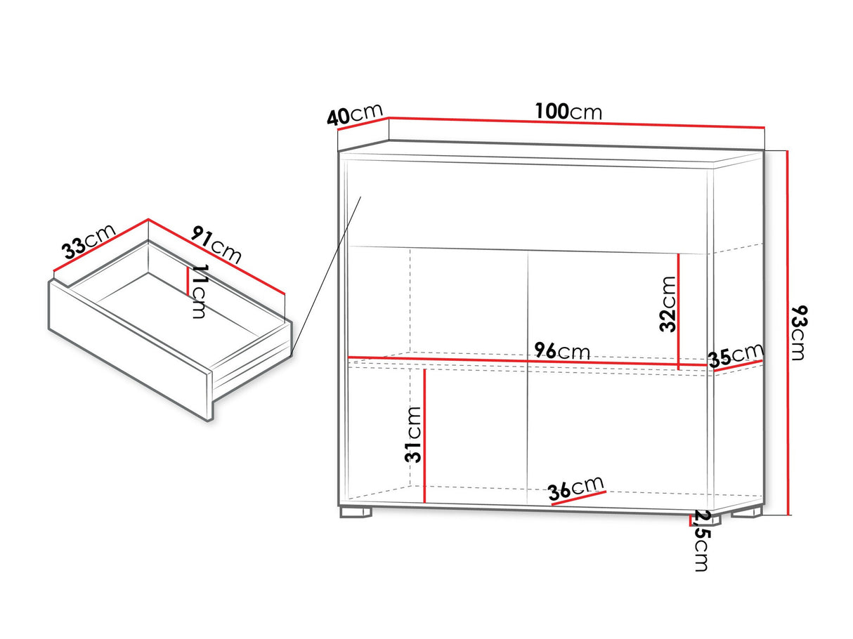 Komód Komoda GESITA 2D1SZ Biały (Fehér)