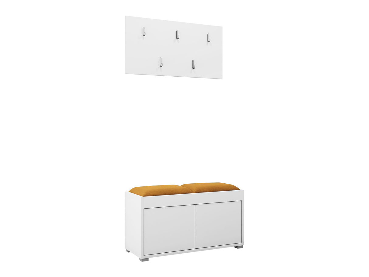 Előszoba garnitúra Garderoba GESITA, Keret színe: Fehér, Puha falpanel színe: Manila 32