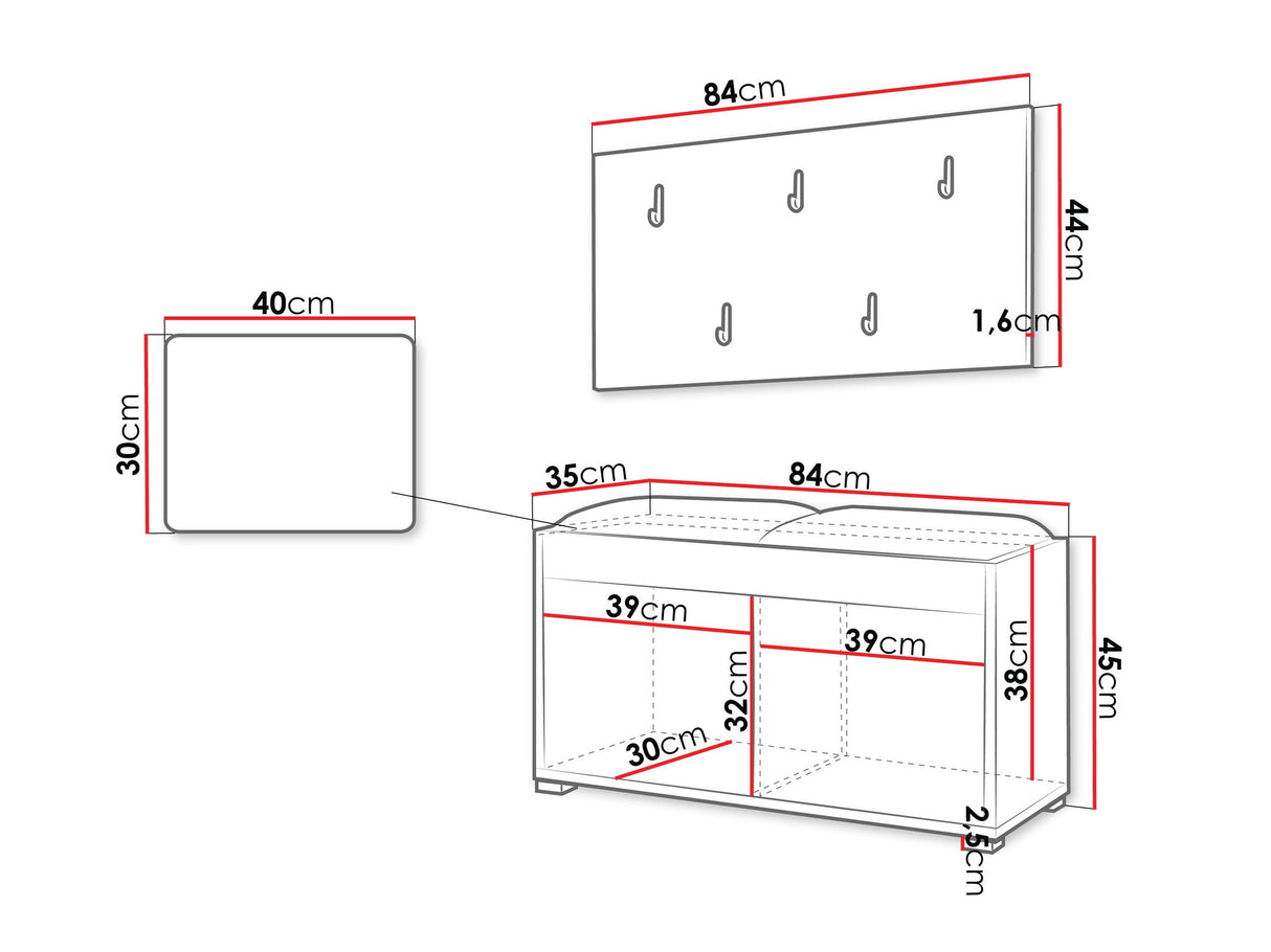 Előszoba garnitúra Garderoba GESITA, Keret színe: Kasmír, Puha falpanel színe: Manila 02