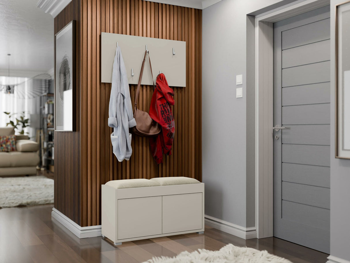 Előszoba garnitúra Garderoba GESITA, Keret színe: Kasmír, Puha falpanel színe: Manila 02