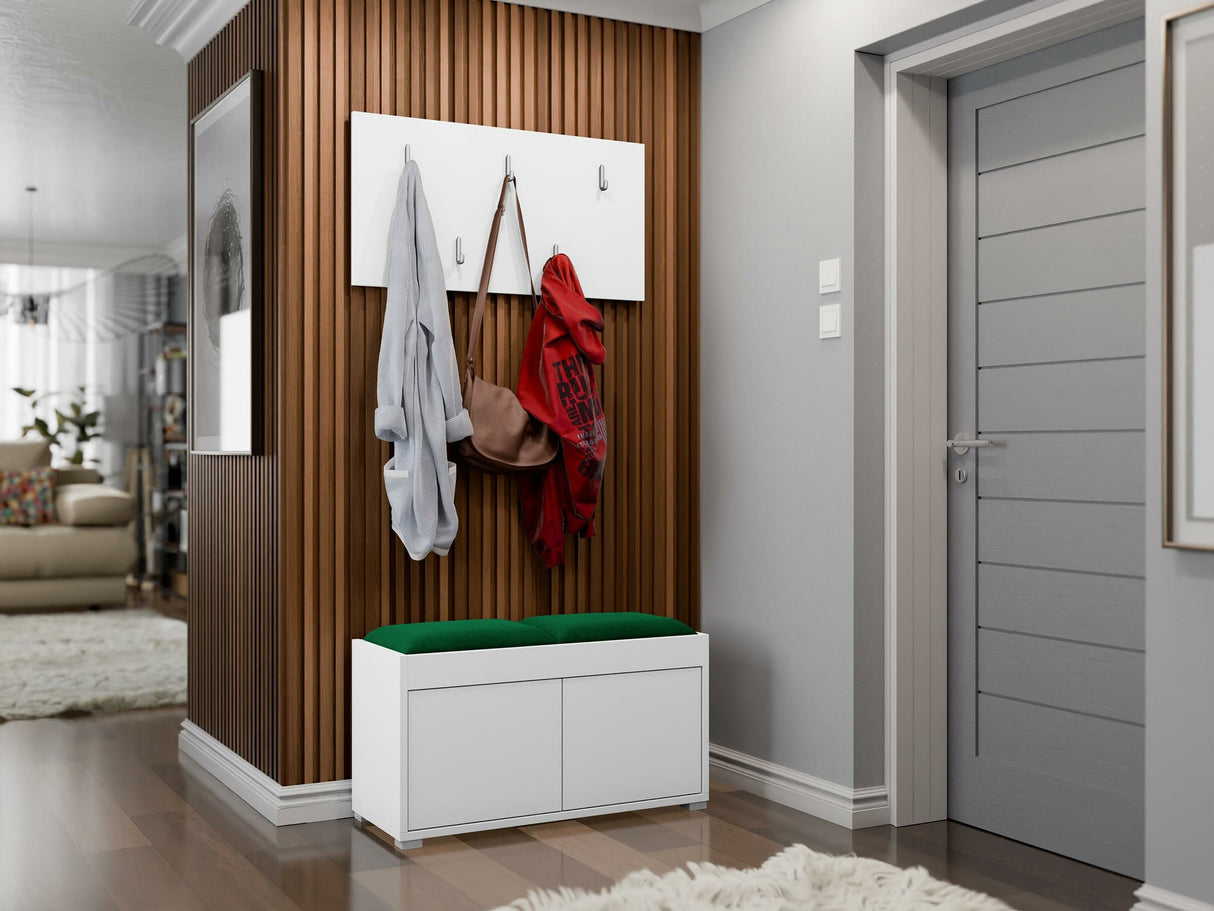 Előszoba garnitúra Garderoba GESITA, Keret színe: Fehér, Puha falpanel színe: Manila 35