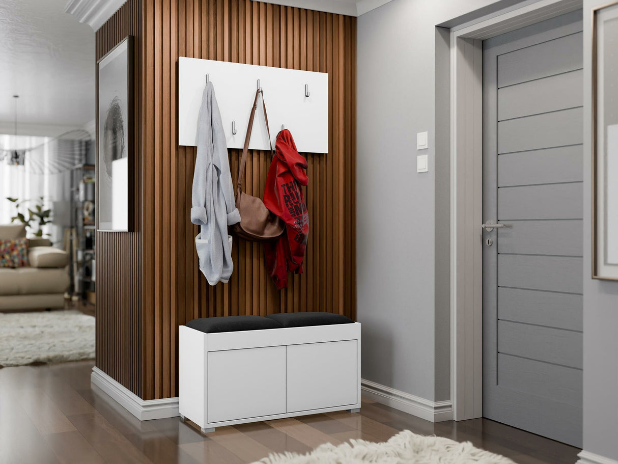 Előszoba garnitúra Garderoba GESITA, Keret színe: Fehér, Puha falpanel színe: Manila 18