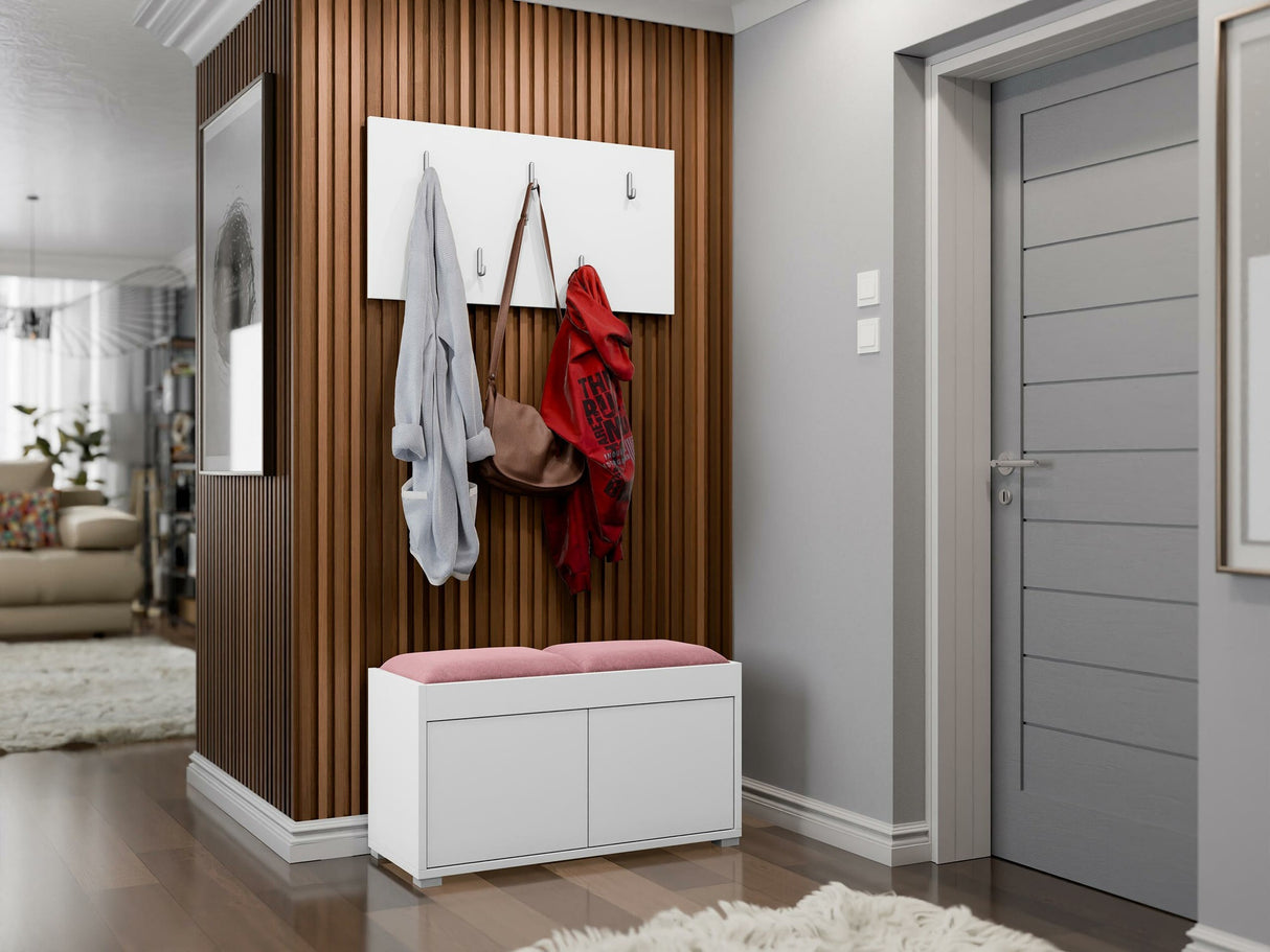 Előszoba garnitúra Garderoba GESITA, Keret színe: Fehér, Puha falpanel színe: Manila 09