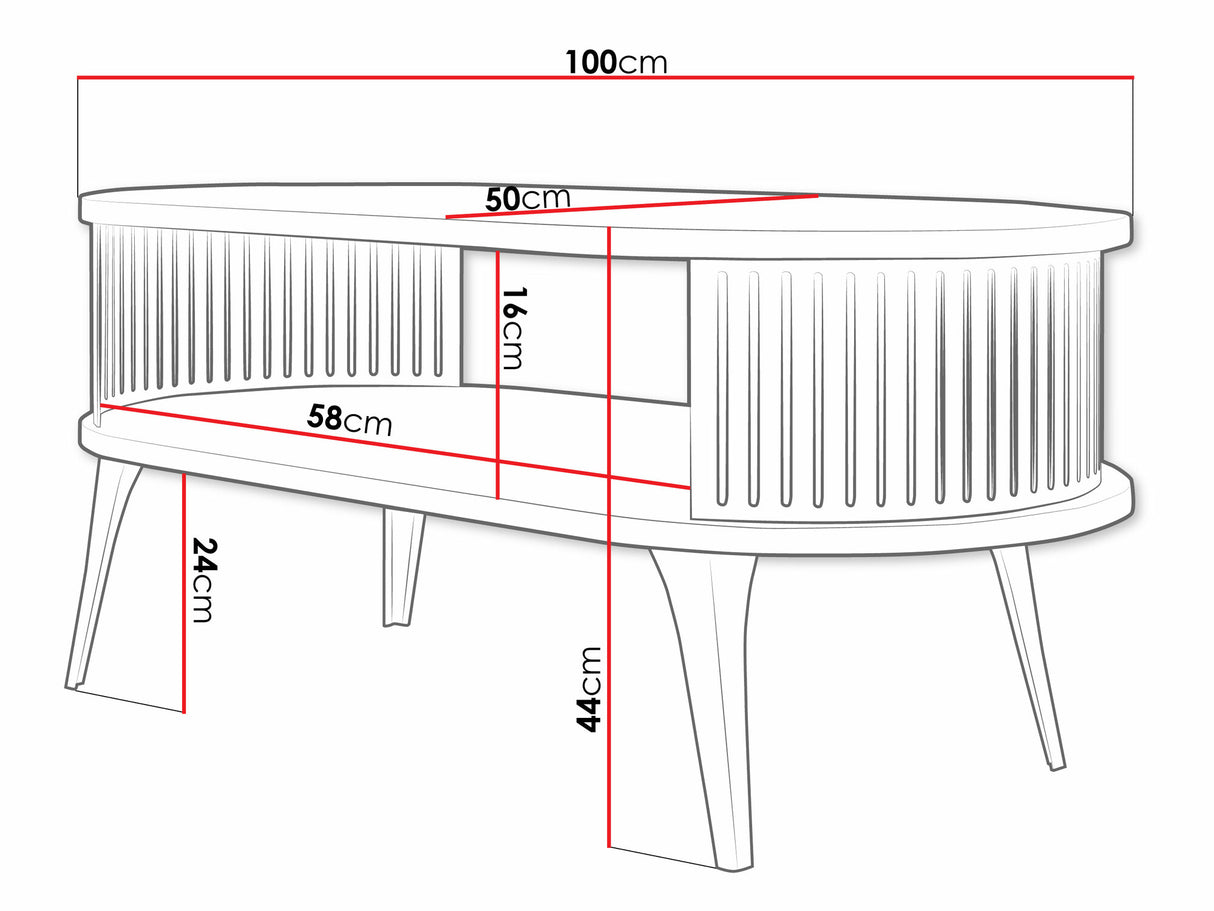 Dohányzóasztal Stolik kawowy owalny ROENNI EMBER, Szín: Rózsaszín + Fekete