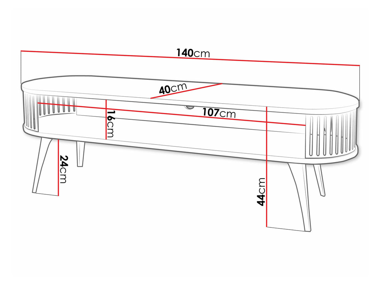 TV-állvány Szafka RTV owalna ROENNI, Szín: Fekete + Fehér