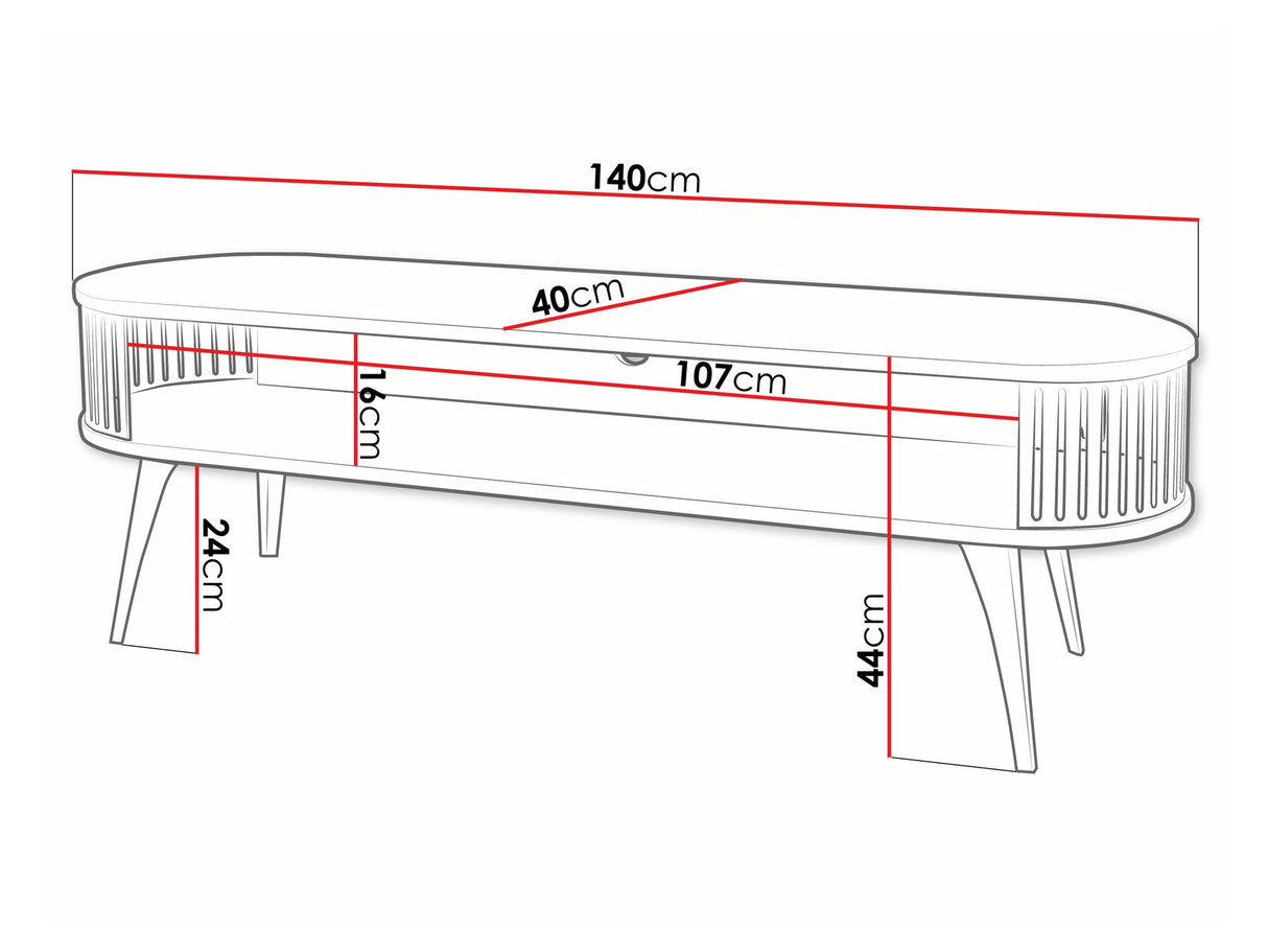 TV-állvány Szafka RTV owalna ROENNI GOLD, Szín: Aranysárga + Fekete márvány