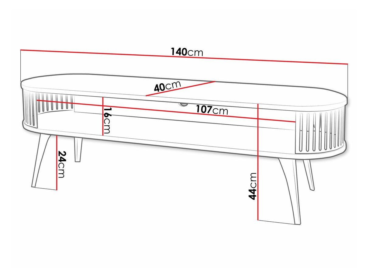 TV-állvány Szafka RTV owalna ROENNI GOLD, Szín: Aranysárga + Fehér márvány