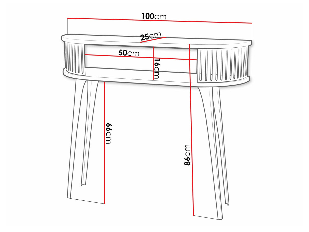 Konzolasztal Konsola owalna ROENNI, Szín: Fekete + Kézműves aranytölgy