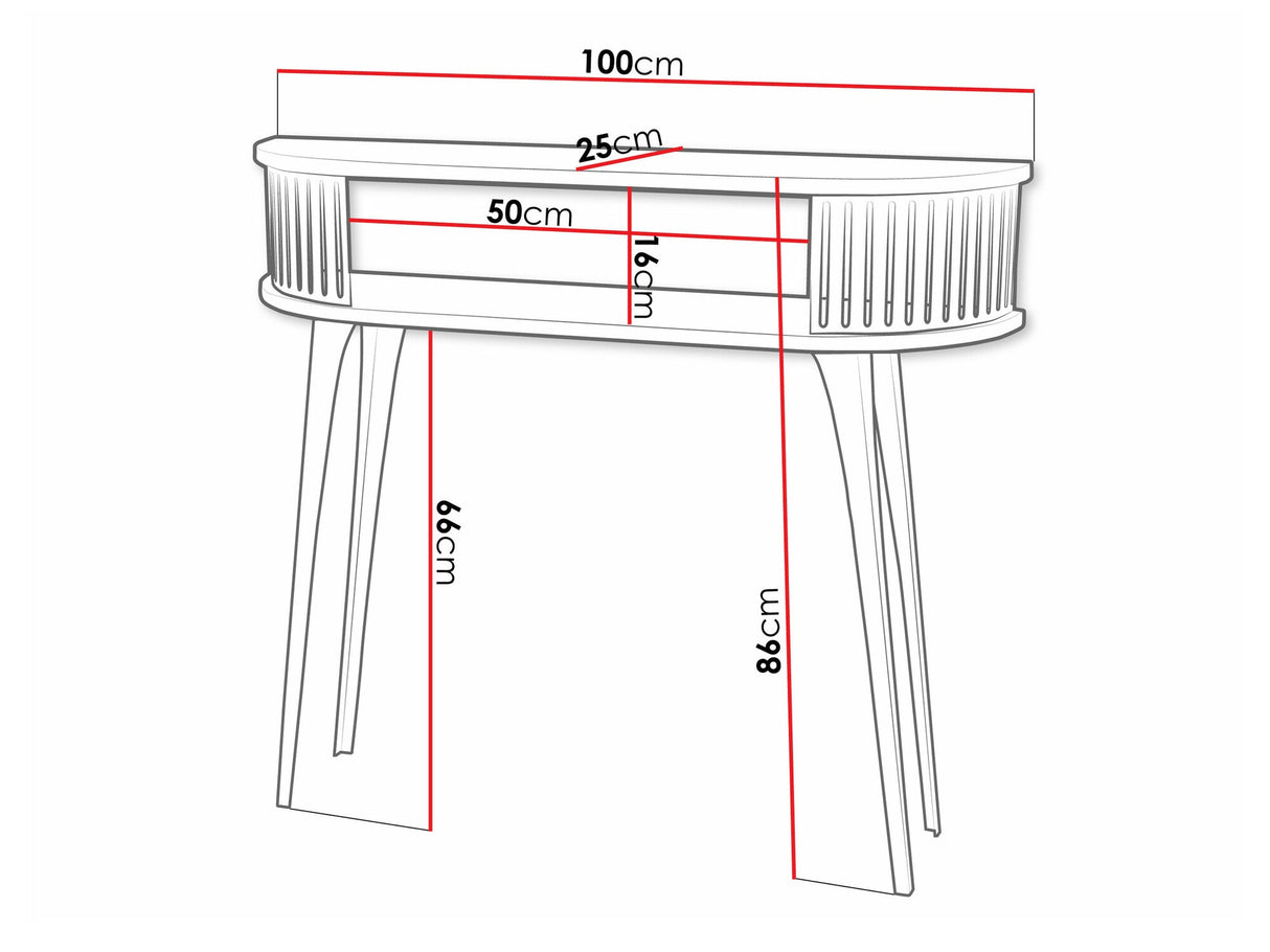 Konzolasztal Konsola owalna ROENNI, Szín: Fekete + Fehér márvány