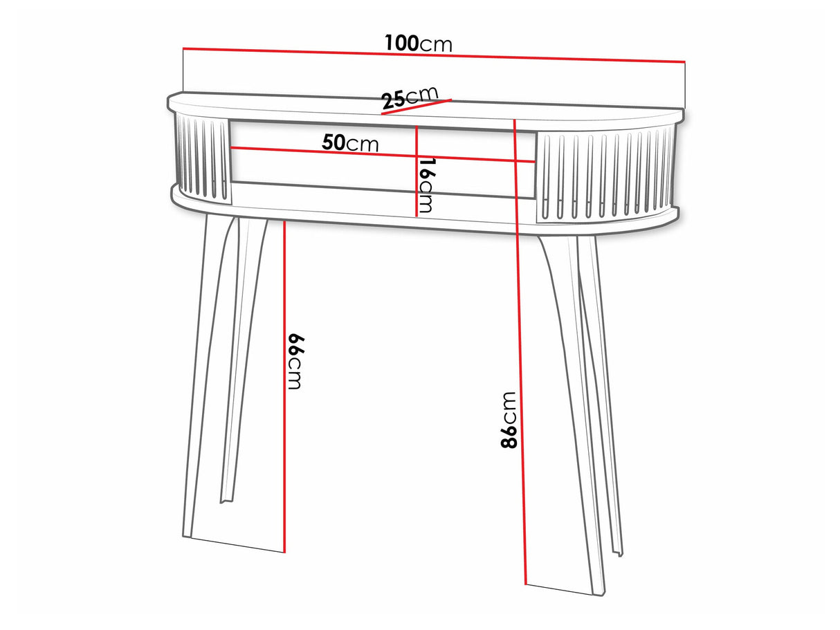 Konzolasztal Konsola owalna ROENNI, Szín: Fekete + Grafit