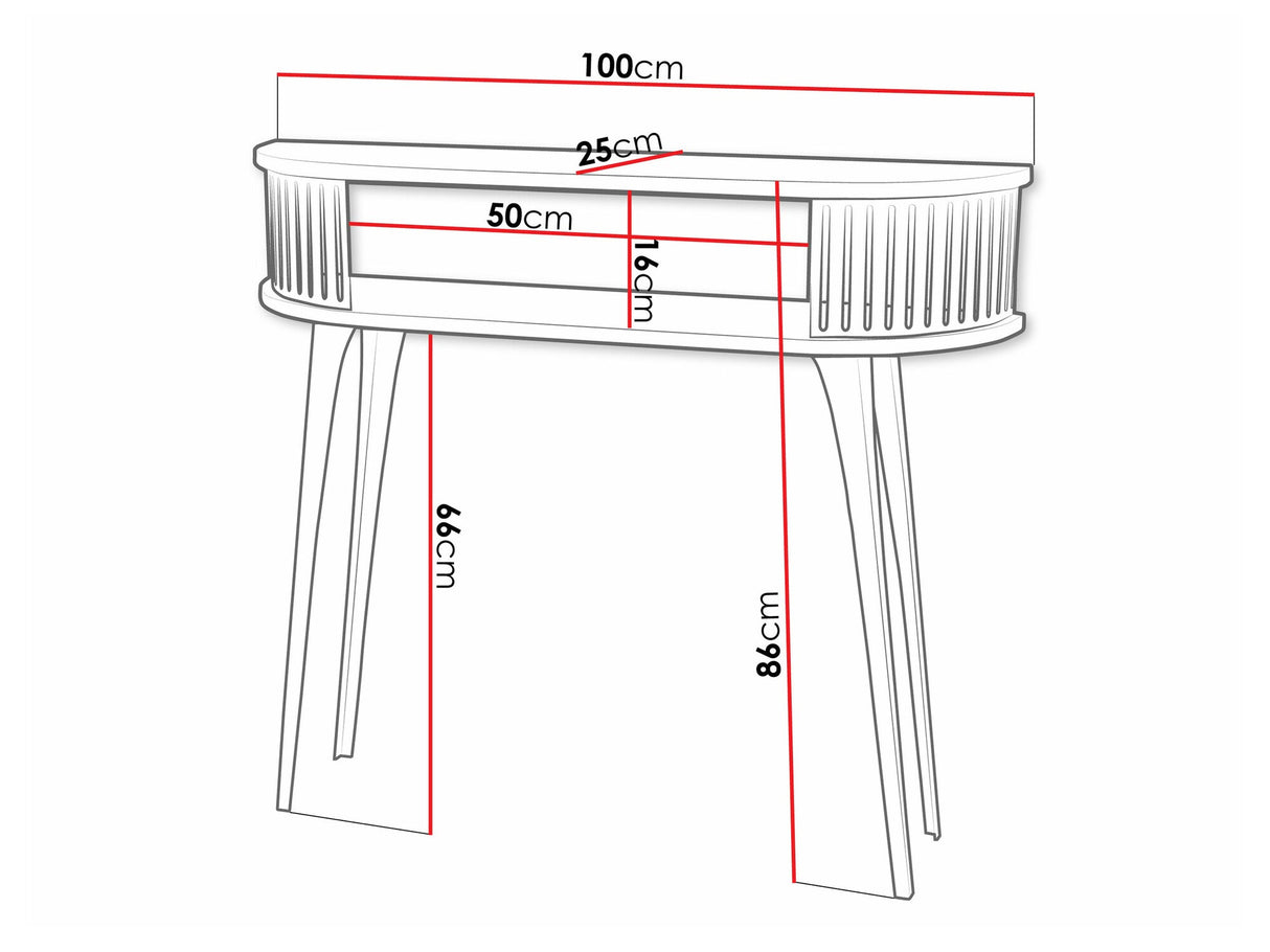 Konzolasztal Konsola owalna ROENNI GOLD, Szín: Aranysárga + Fekete
