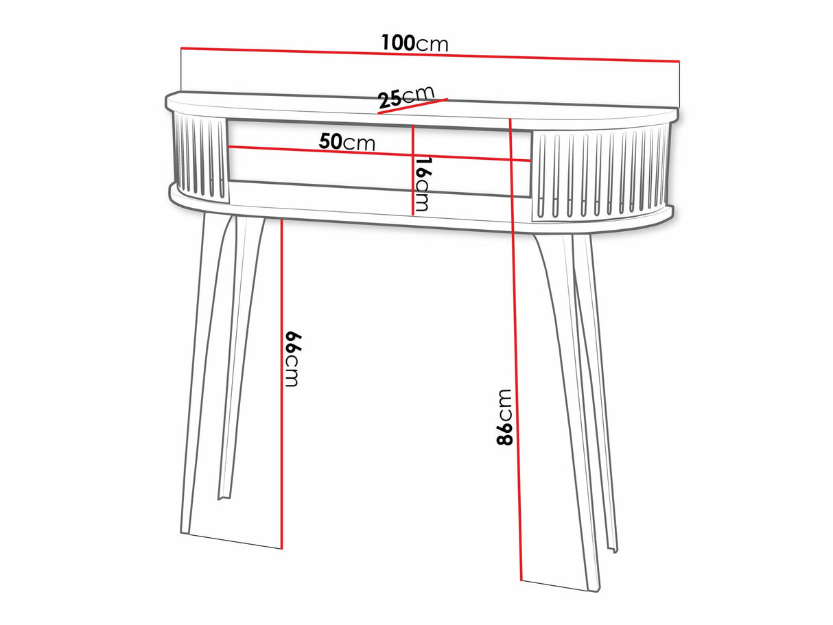 Konzolasztal Konsola owalna ROENNI GOLD, Szín: Aranysárga + Fekete márvány