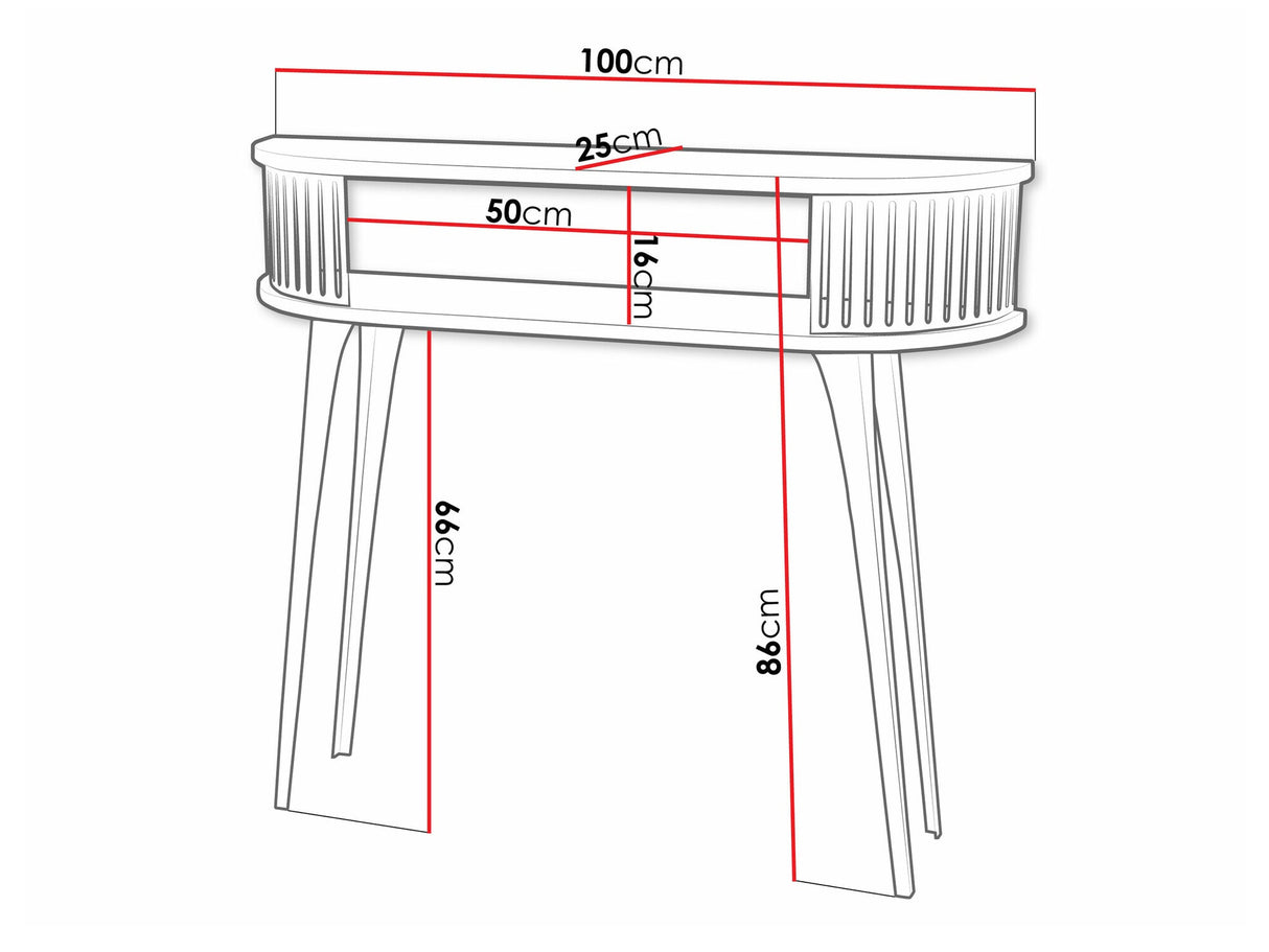 Konzolasztal Konsola owalna ROENNI EMBER, Szín: Rózsaszín + Fekete