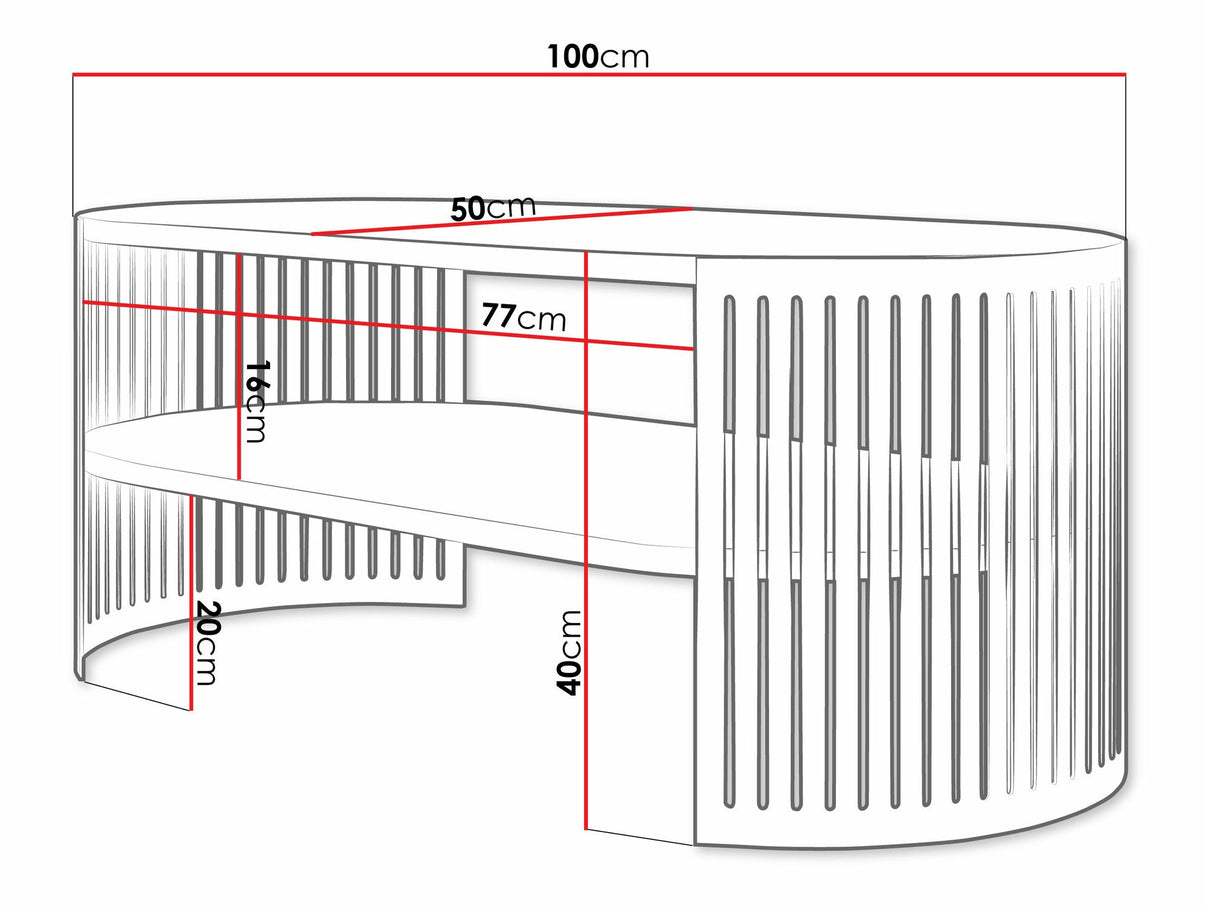 Dohányzóasztal Stolik kawowy owalny FIKOLI GOLD I, Szín: Aranysárga + Fehér márvány