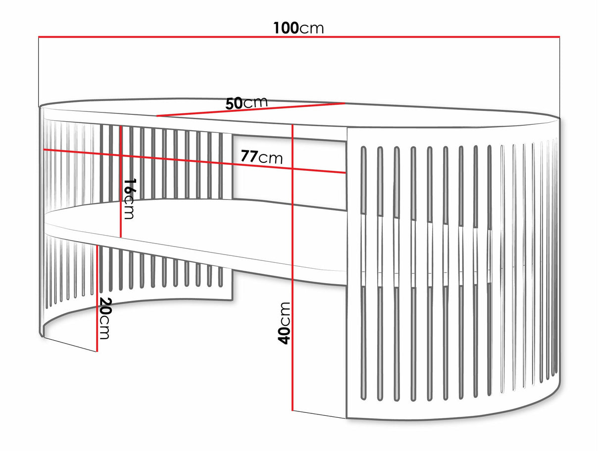 Dohányzóasztal Stolik kawowy owalny FIKOLI GOLD I, Szín: Aranysárga + Fekete