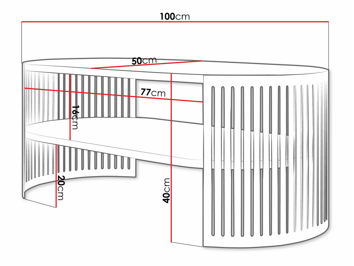 Dohányzóasztal tolik kawowy owalny FIKOLI EMBER I, Szín: Rózsaszín + Fehér
