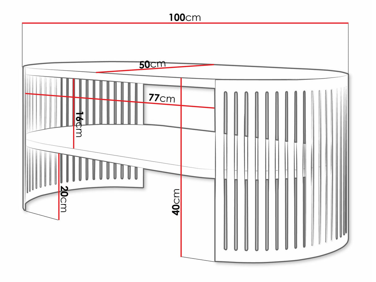 Dohányzóasztal tolik kawowy owalny FIKOLI EMBER I, Szín: Rózsaszín + Fekete márvány