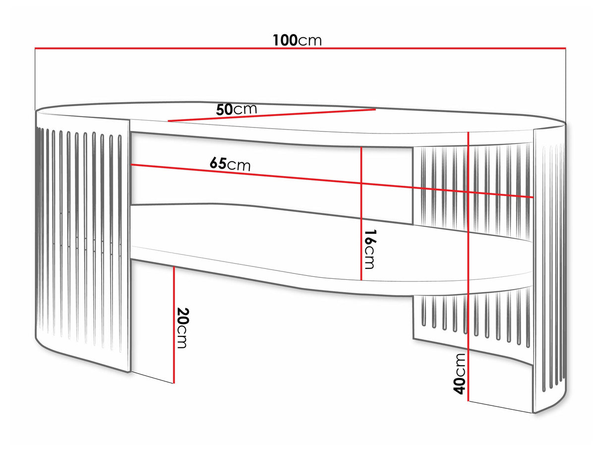 Dohányzóasztal Stolik kawowy owalny FIKOLI GOLD II, Szín: Aranysárga + Fehér