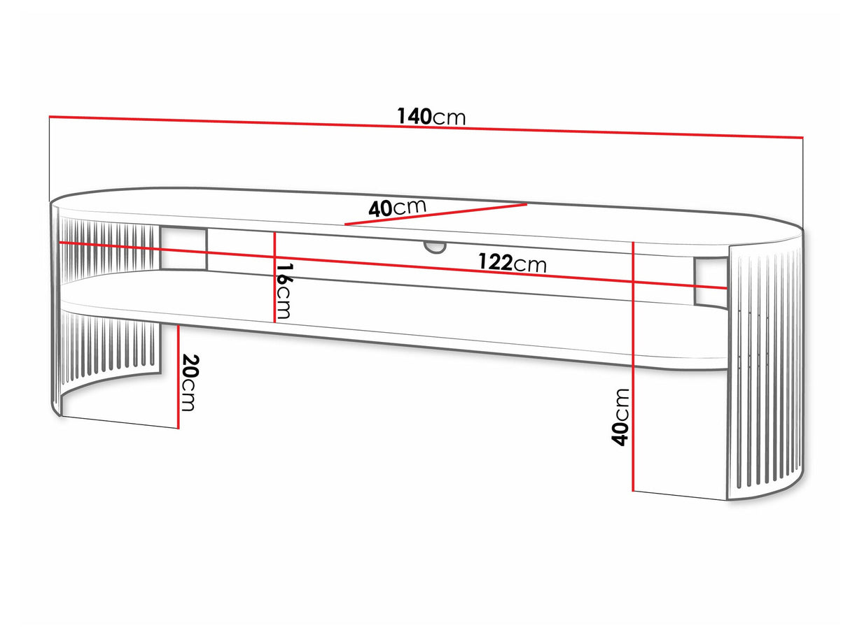 TV-állvány Szafka RTV owalna FIKOLI, Szín: Fekete + Grafit