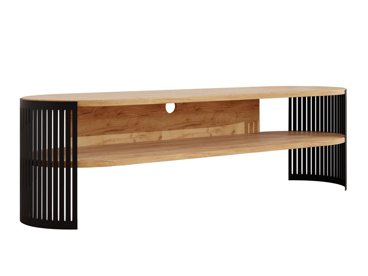 TV-állvány Szafka RTV owalna FIKOLI, Szín: Fekete + Kézműves aranytölgy