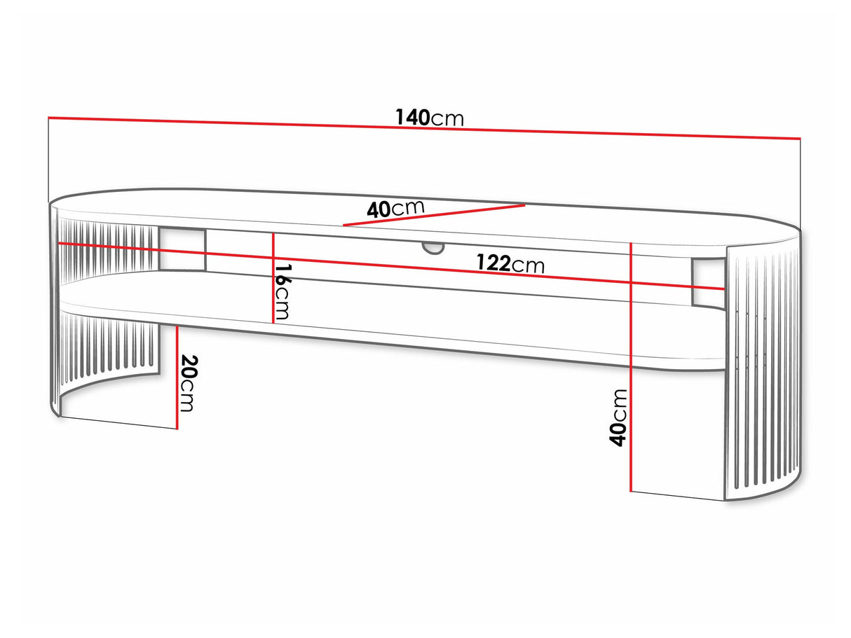 TV-állvány Szafka RTV owalna FIKOLI GOLD, Szín: Aranysárga + Fehér márvány
