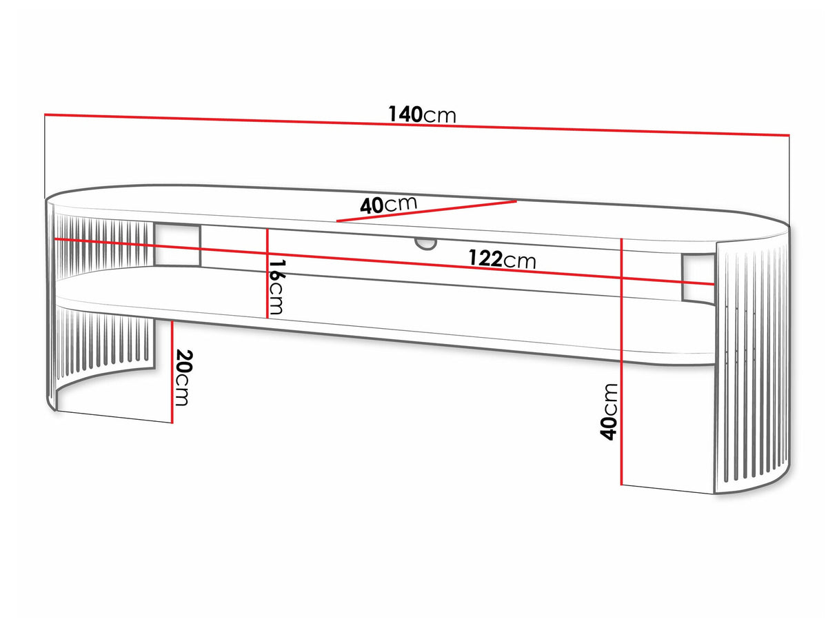 TV-állvány Szafka RTV owalna FIKOLI GOLD, Szín: Aranysárga + Fekete márvány