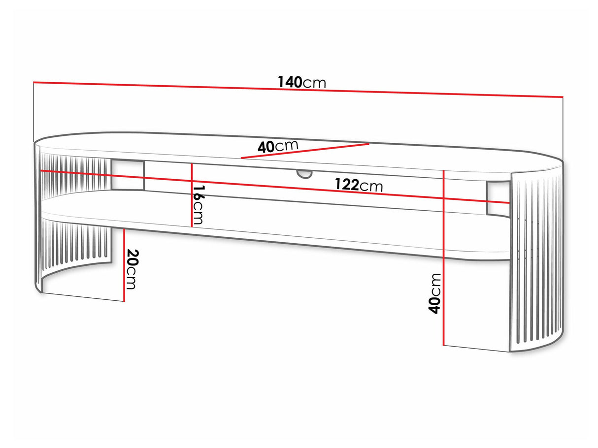 TV-állvány Szafka RTV owalna FIKOLI EMBER, Szín: Rózsaszín + Fekete