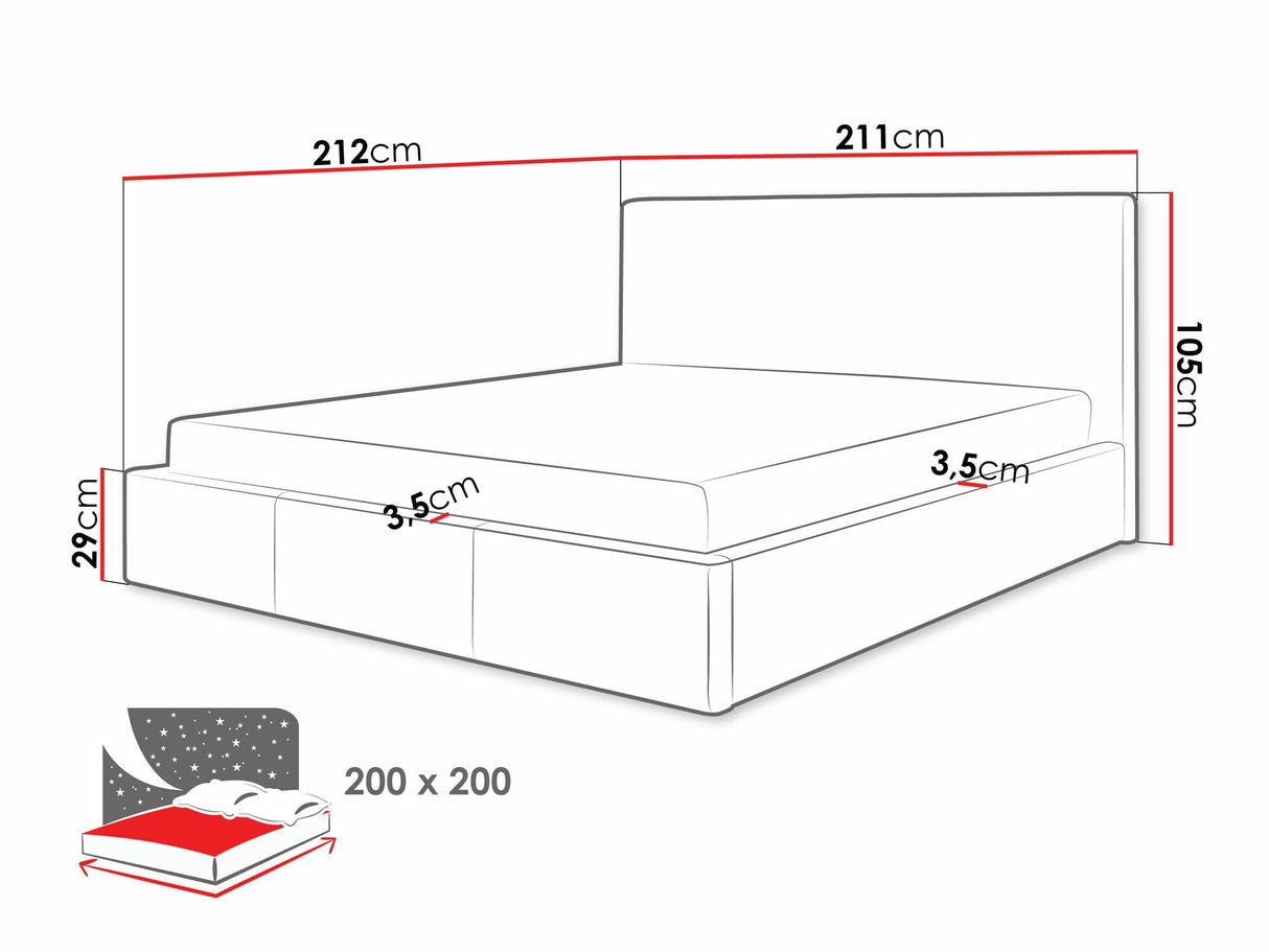 Ágy Swift st fém (Mentai), Szín: Bergamo 97, Alvó felület mérete: 200 x 200 cm