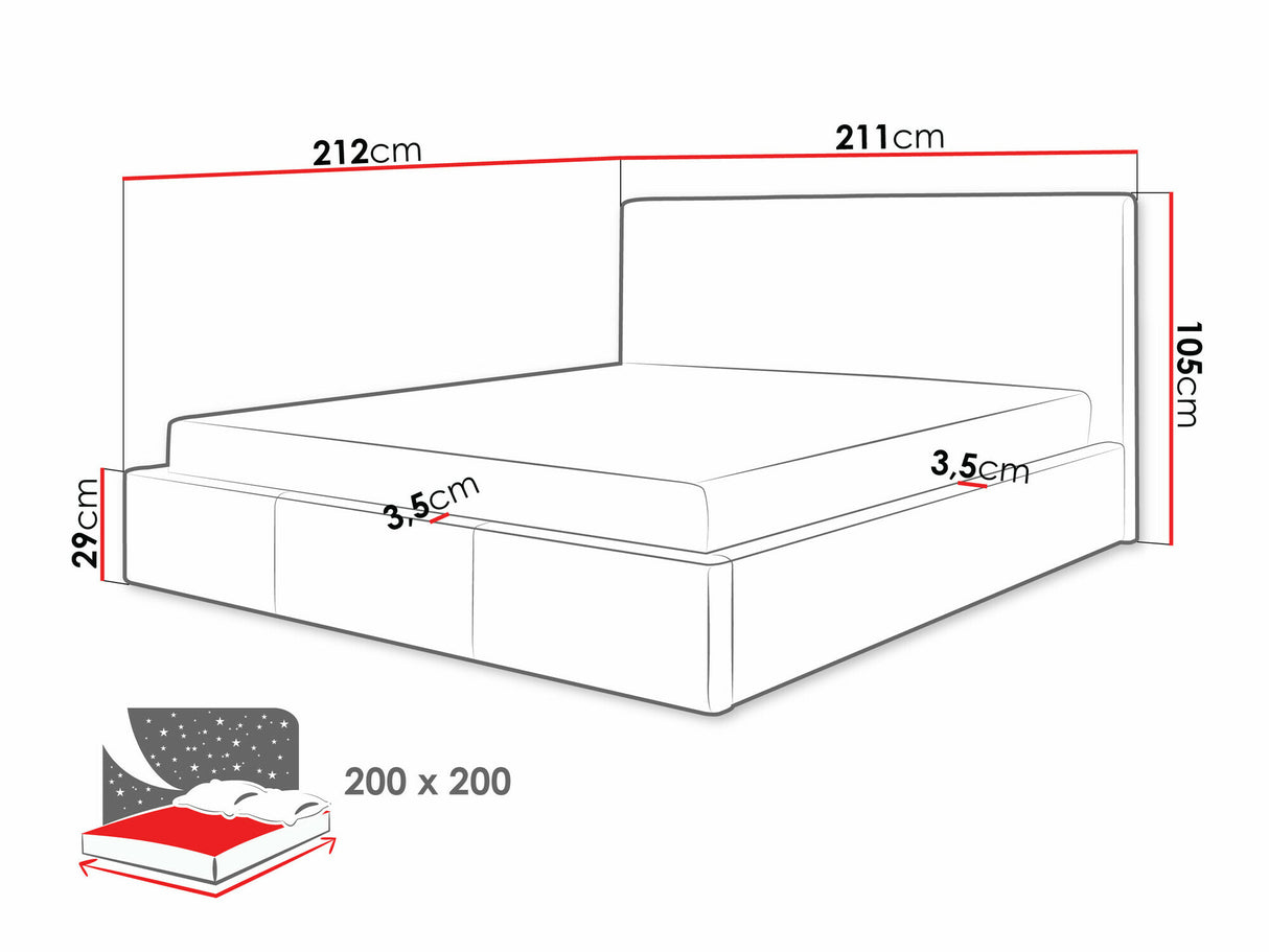 Ágy Swift st fém (Mentai), Szín: Lars 90, Alvó felület mérete: 200 x 200 cm