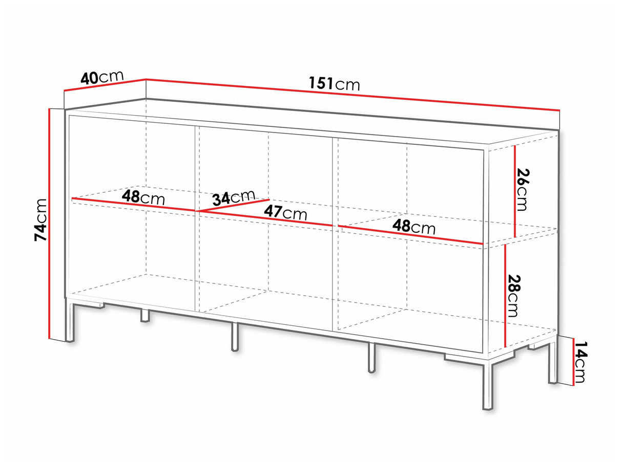 Szekrény Komoda MERCI 150 3D Czarny mat/Dąb Artisan/Czarny mat