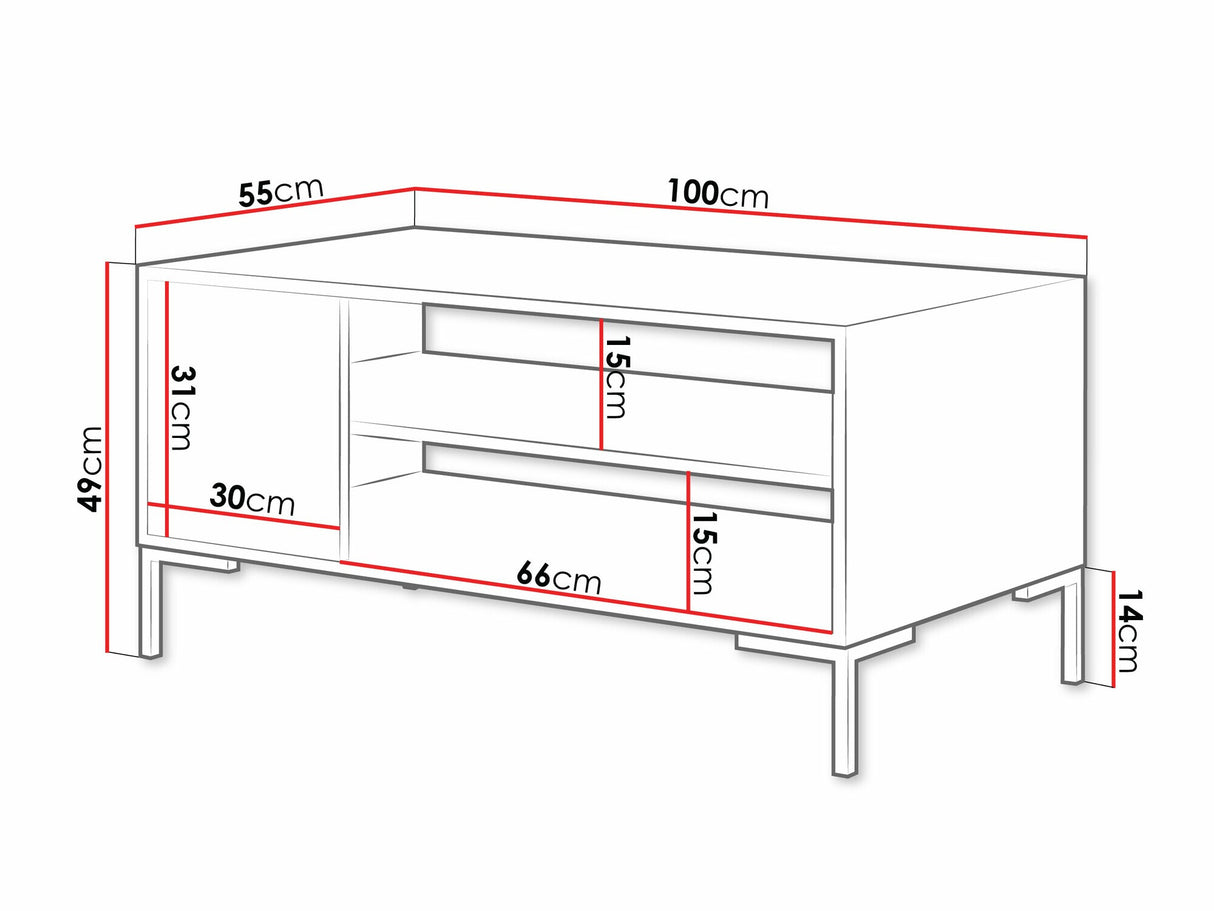 Dohányzóasztal Ława MERCI Czarny mat/Dąb Artisan/Czarny mat
