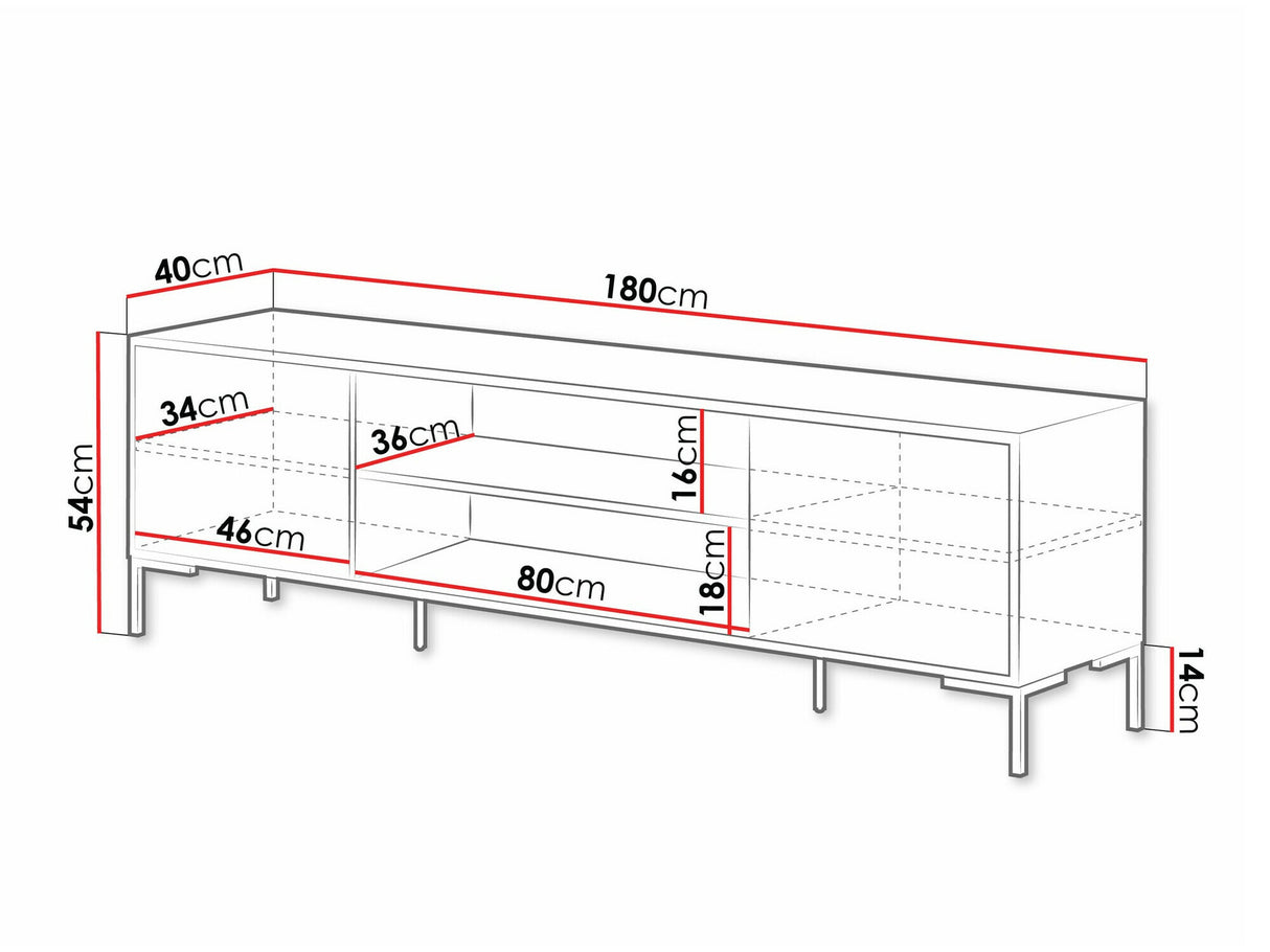TV-állvány Szafka RTV MERCI 180 EF Czarny mat/Dąb Artisan/Czarny mat