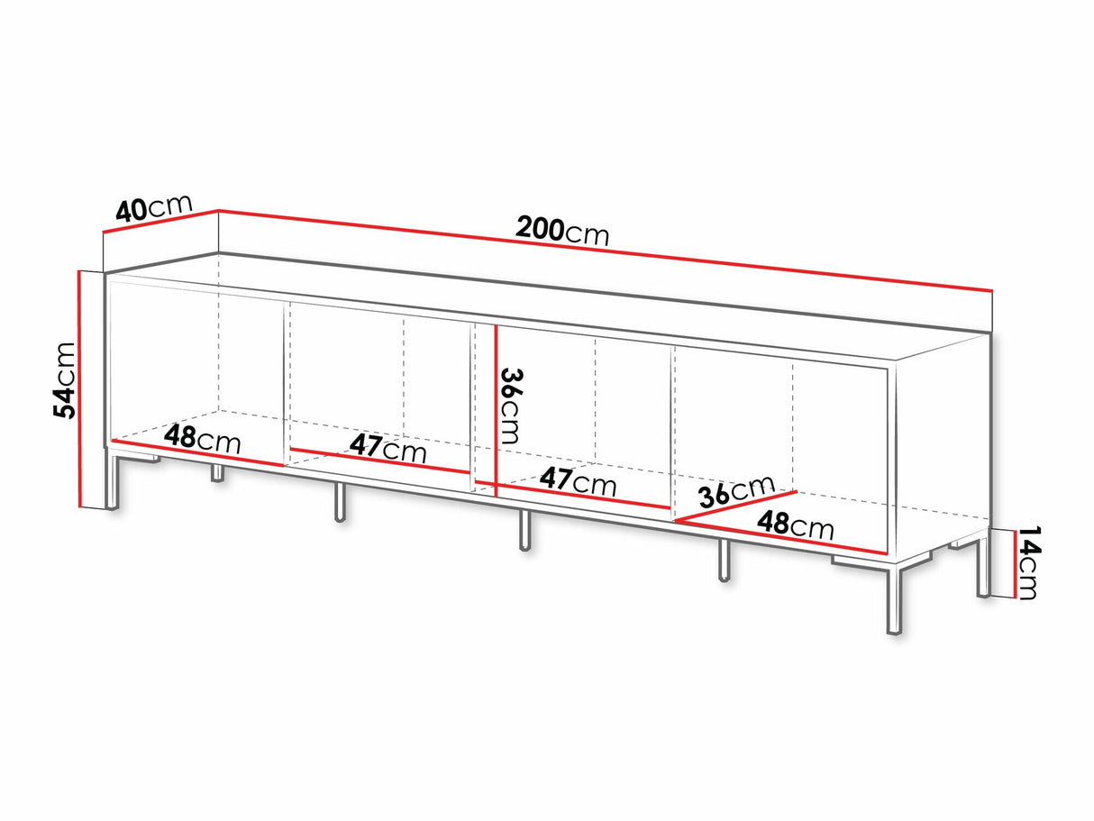 TV-állvány Szafka RTV MERCI 200 Czarny mat/Dąb Artisan/Czarny mat