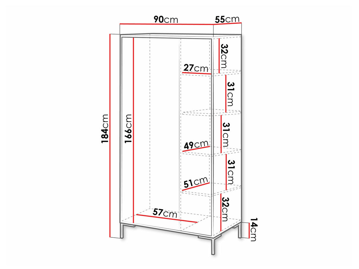 Gardróbszekrény Szafa MERCI Czarny mat/Dąb Artisan/Czarny mat
