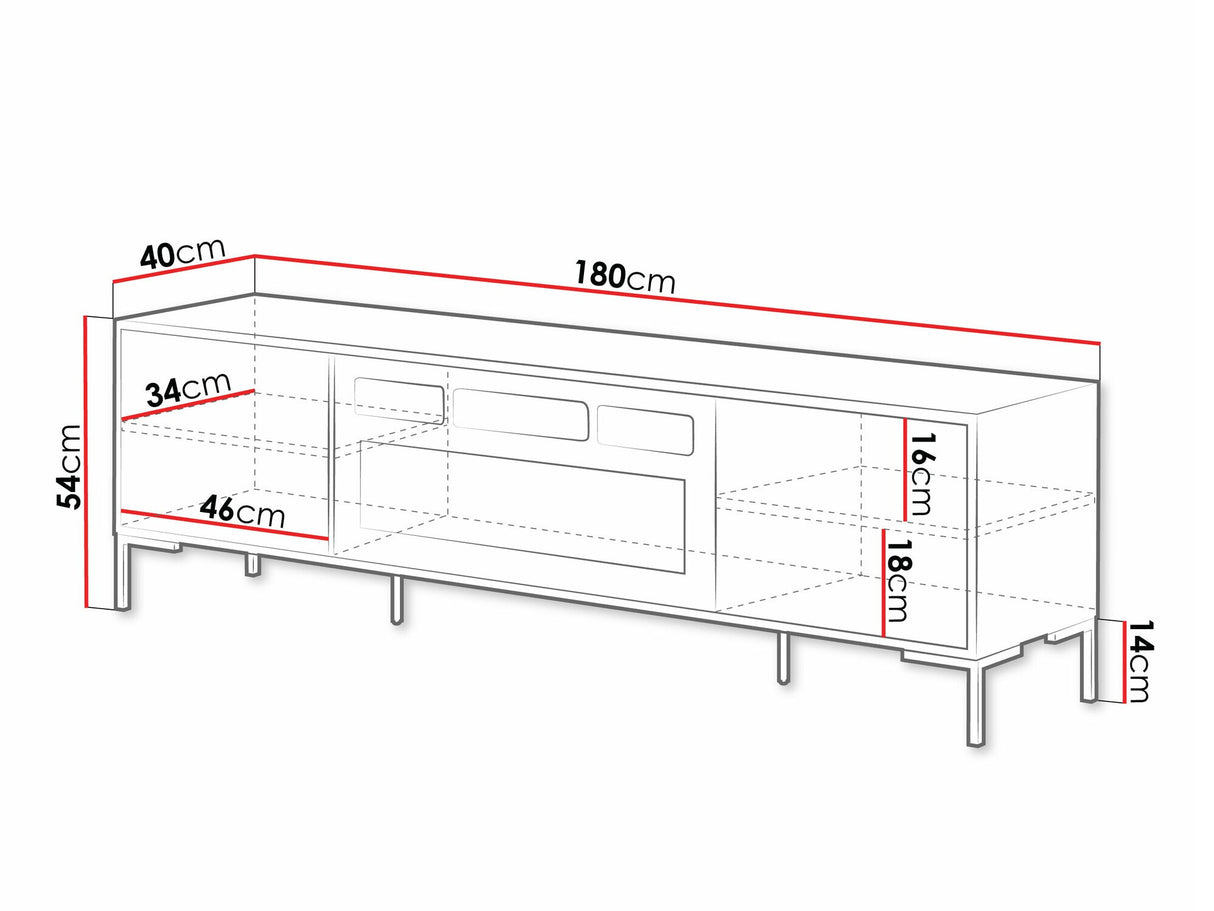 TV-állvány Szafka RTV MERCI 180 EF + kominek Czarny mat/Dąb Artisan/Czarny mat Kominek: Czarny