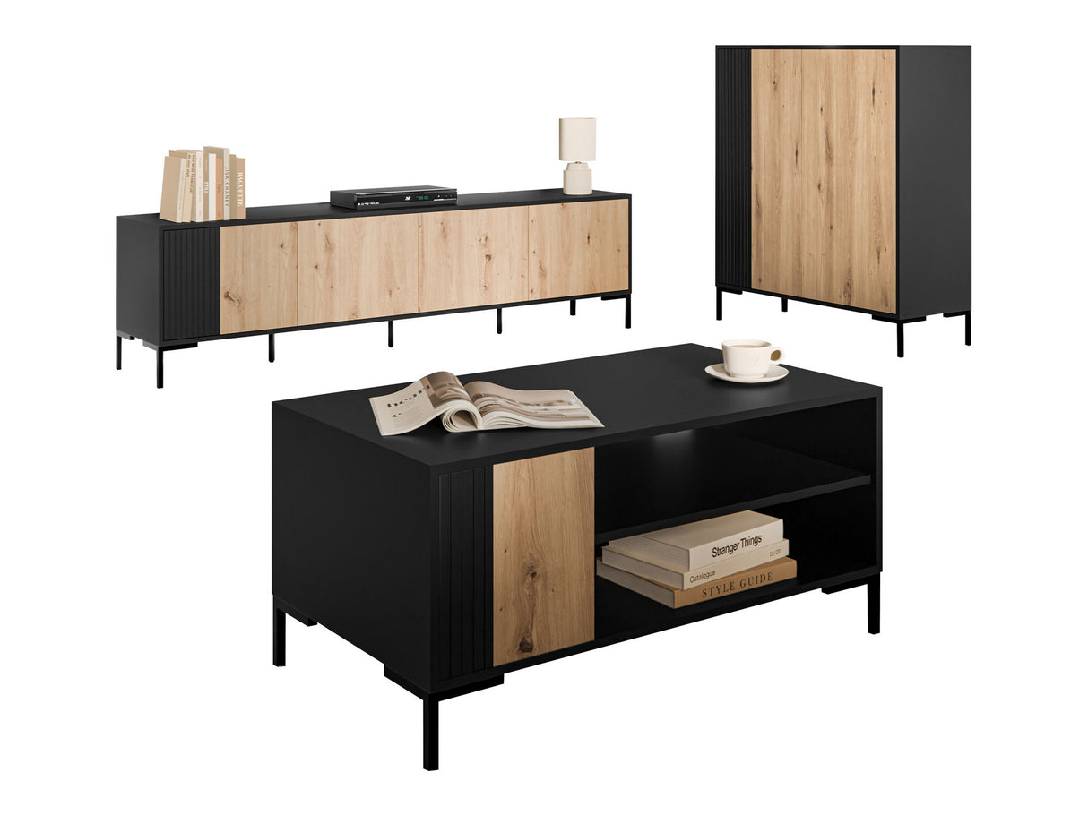 Nappali szett Meble MERCI I Czarny mat/Dąb Artisan/Czarny mat