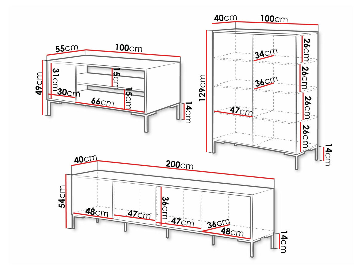 Nappali szett Meble MERCI I Czarny mat/Dąb Artisan/Czarny mat