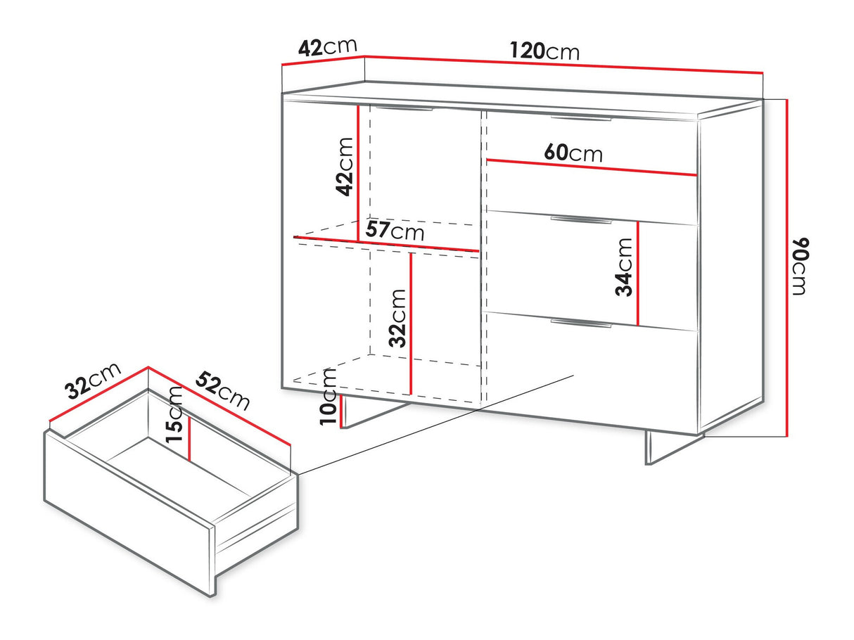 Komód Komoda ALMA 1D3S Beż Piaskowy