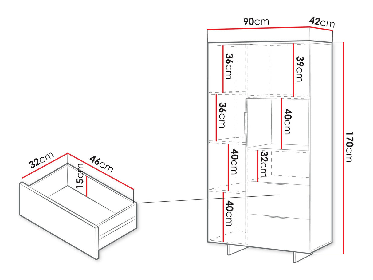 Könyvespolc Witryna ALMA Beż Piaskowy