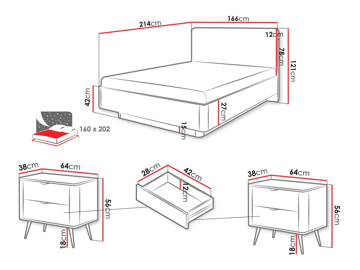 Ágy Sypialnia LANTE V Beż Piaskowy + Abriamo 03 Stelaż fémowy