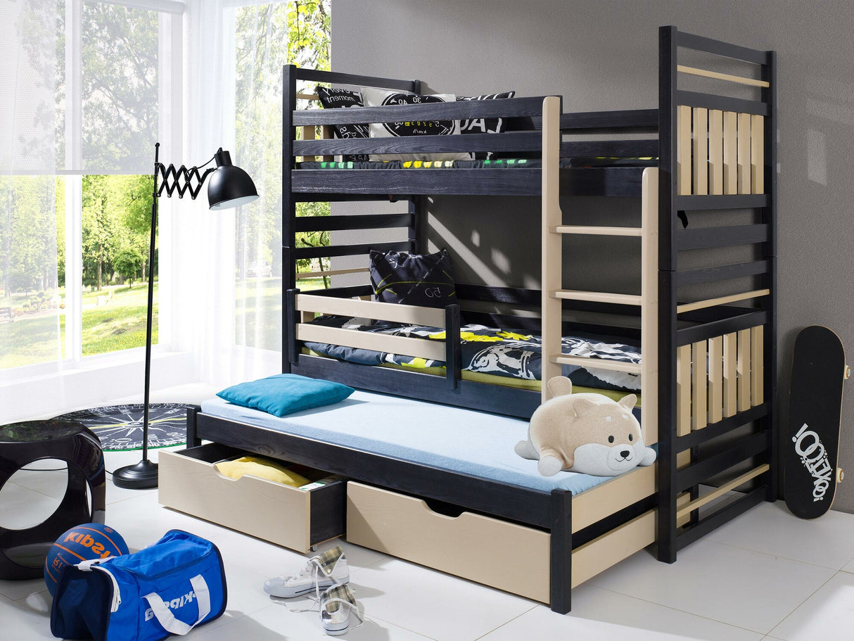 Emeletes ágy Hipolit 90 (Graca 90), Szín: Wenge + Világosbarna, Változatok: Jobbos