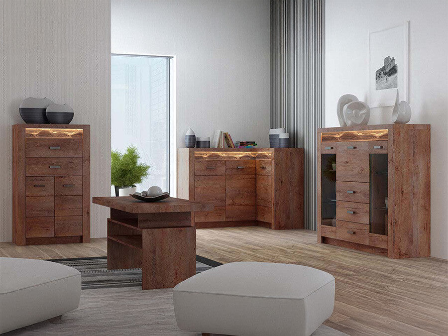 Nappali szett Indianapolis II (Nadia II), Szín: Kőrisfa, Led világítás: Igen