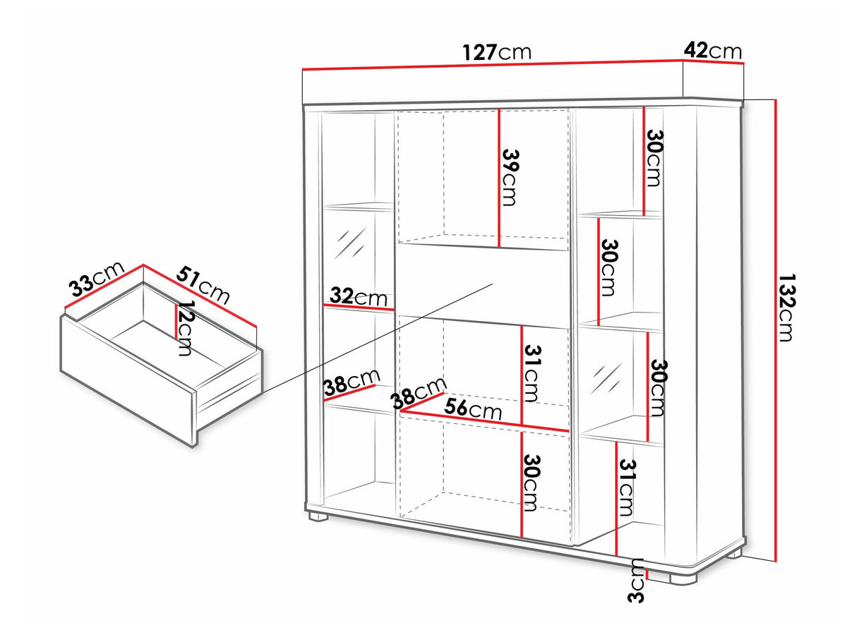 Könyvespolc FILL Regał 2, Led világítás: Nem
