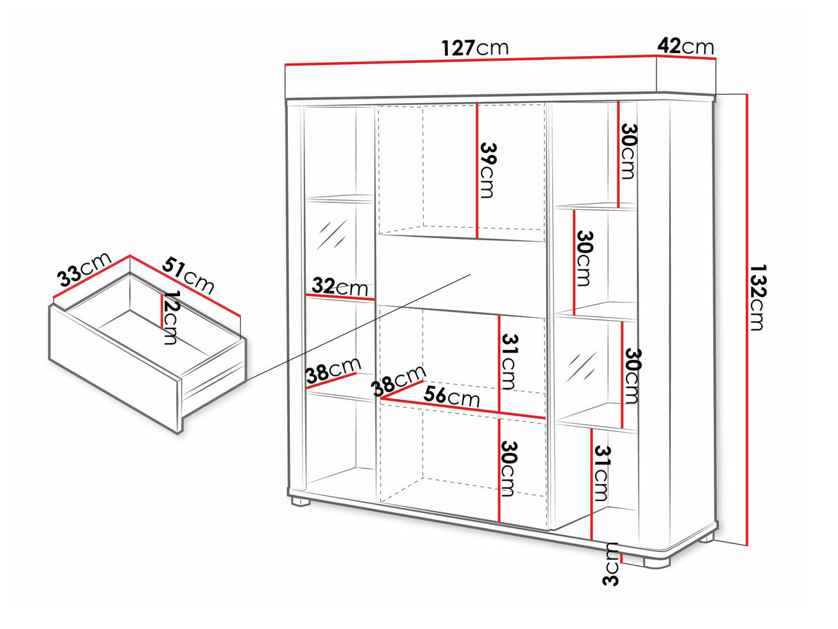 Könyvespolc FILL Regał 2, Led világítás: Igen