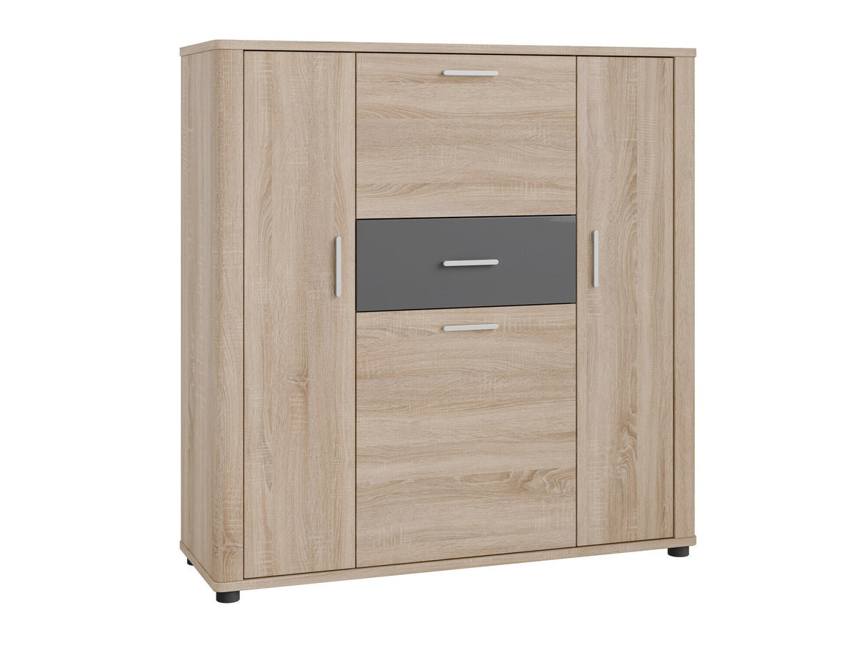 Könyvespolc FILL Regał 3 Komoda pełna Sonoma/Grafit połysk 5902928670332