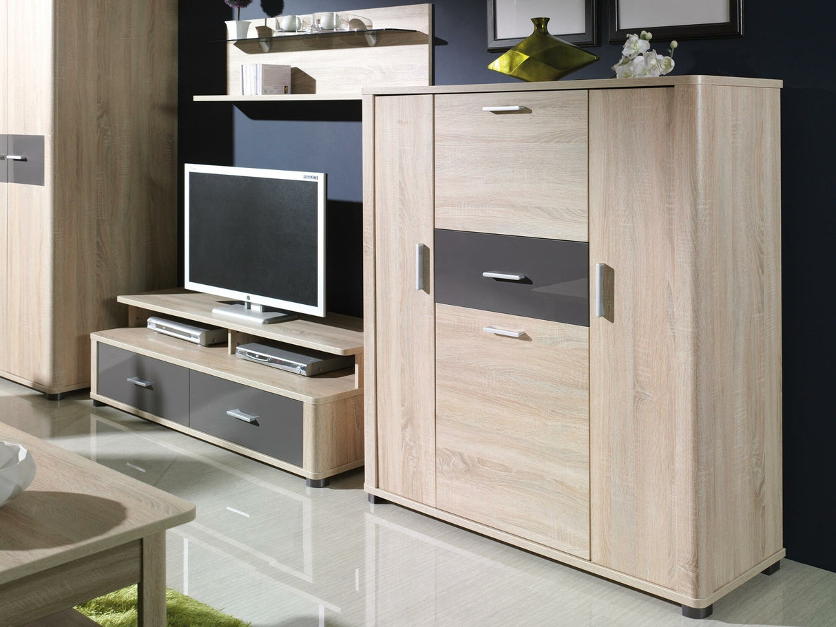 Könyvespolc FILL Regał 3 Komoda pełna Sonoma/Grafit połysk 5902928670332