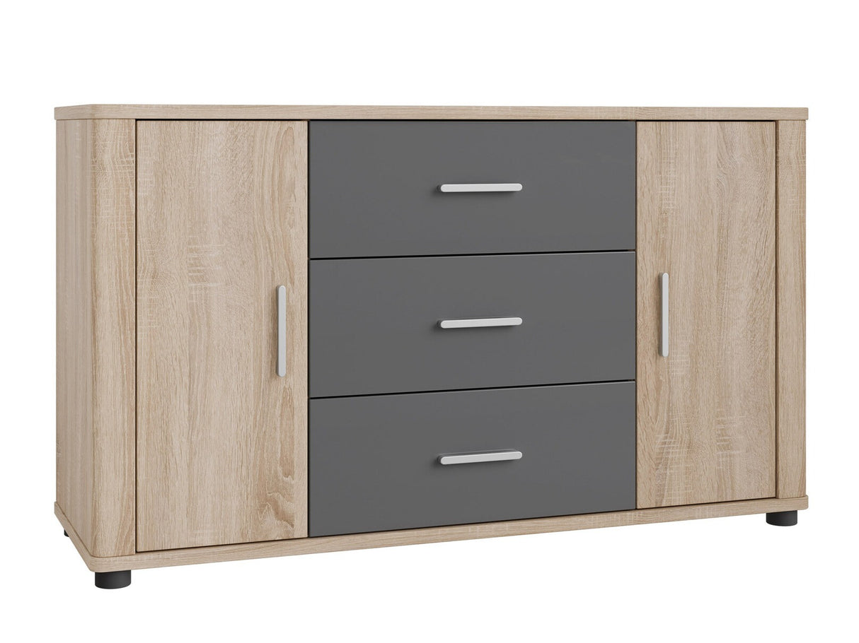 Komód FILL Regał 4 Komoda 2drzwi 3 szuflady Sonoma/Grafit połysk 5902928670349