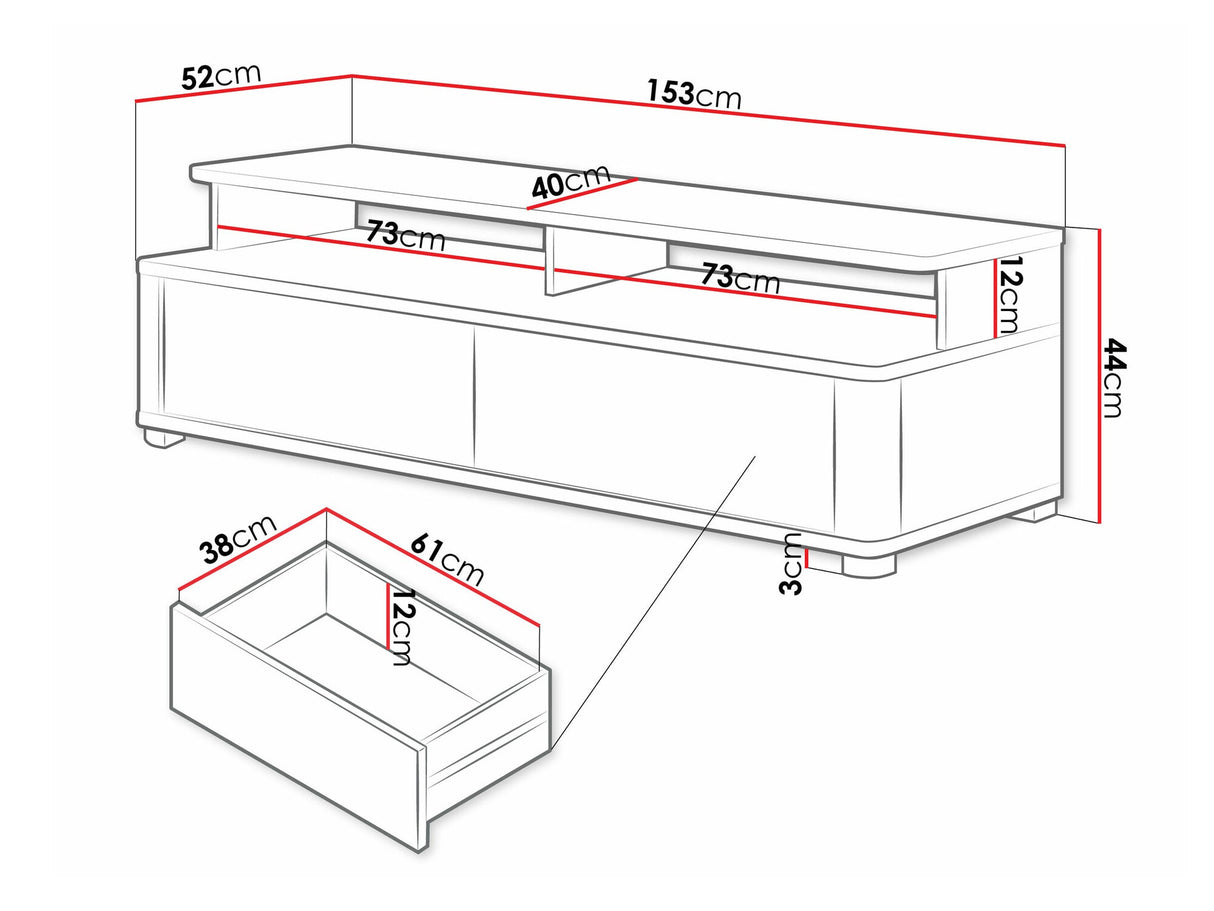 TV-állvány FILL Regał 5 Stolik RTV Sonoma/Grafit połysk 5902928670356